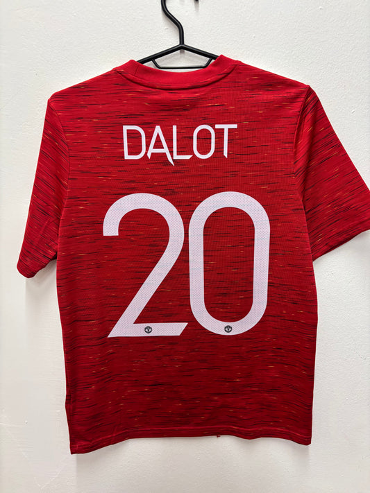Back view of Adidas Manchester United 20/21 home shirt showing Dalot name and number 20