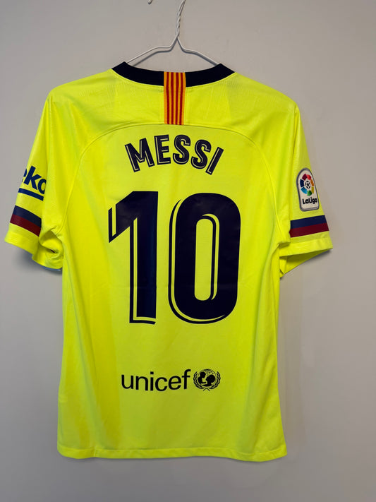 Back view of Nike Barcelona 2018/19 away shirt displaying Messi name and number 10
