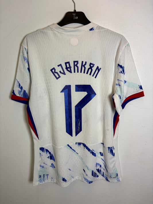 Back of matchworn Norway 2024 shirt with Bjorkan 17 nameset
