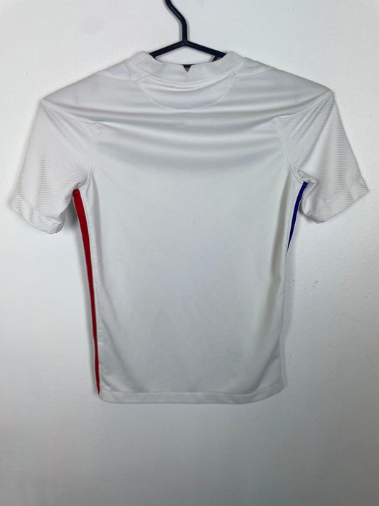 Back view of Nike France away shirt 2020/21 kids size showing white design and number details
