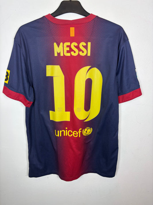Back view of Nike Barcelona home shirt 12/13 showing Messi name and number 10