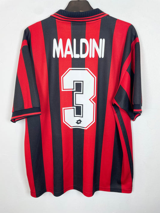 AC Milan 97/98 shirt back with Maldini 3 nameset, vintage football shirt