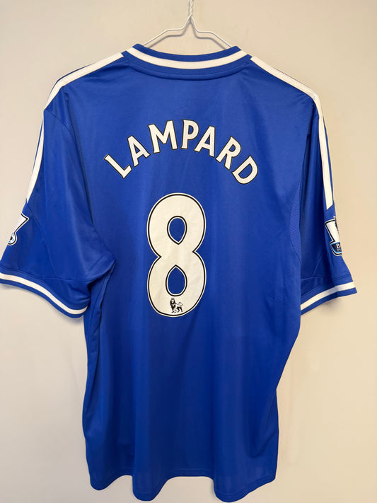 Back view of Adidas Chelsea 13/14 home shirt displaying Lampard name and number 8 in size XL