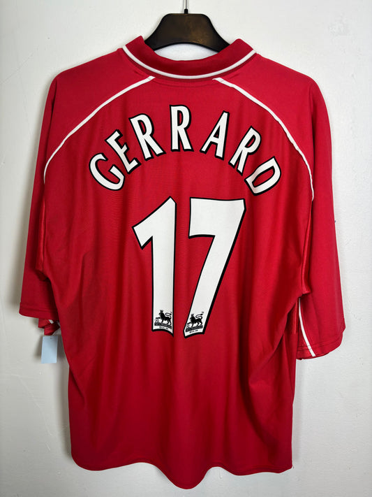 Back view of Reebok Liverpool 2000-2002 home shirt showing Gerrard name and number 17