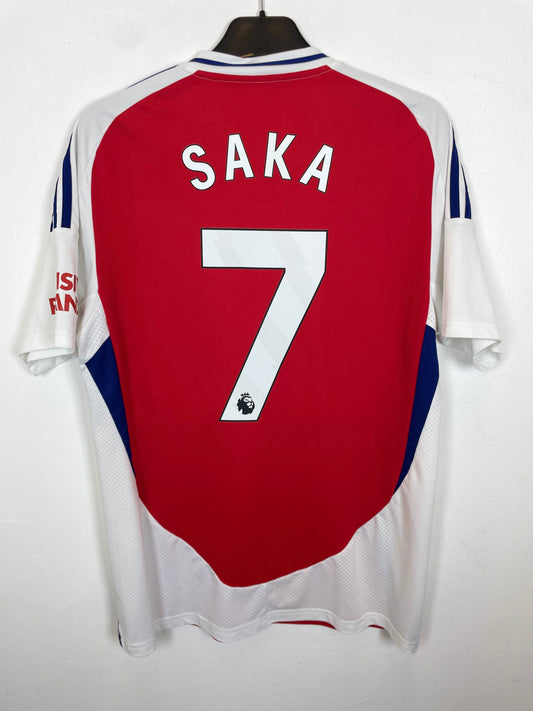 Back view of Adidas Arsenal home shirt 24/25 showing Saka name and number 7
