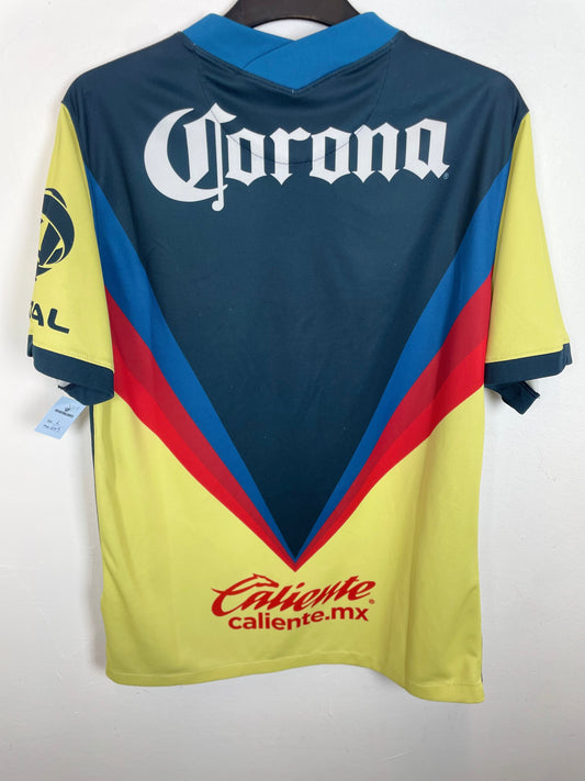 Back view of Nike Club América 20/21 home shirt in yellow showing plain rear design, size L
