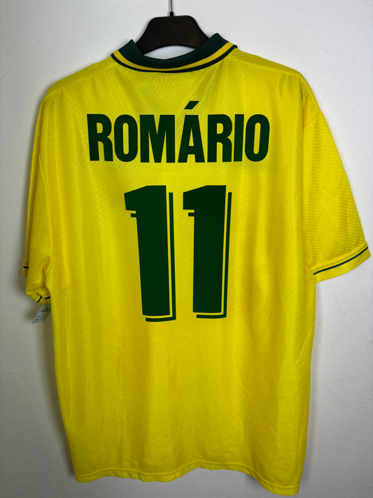 Back view of Brazil 1996 home shirt displaying Romario name and number 11 print