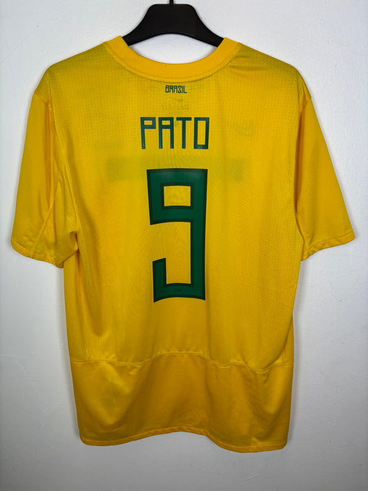 Back view of Nike Brazil 2011 home shirt showing Pato name and number 9 in excellent condition