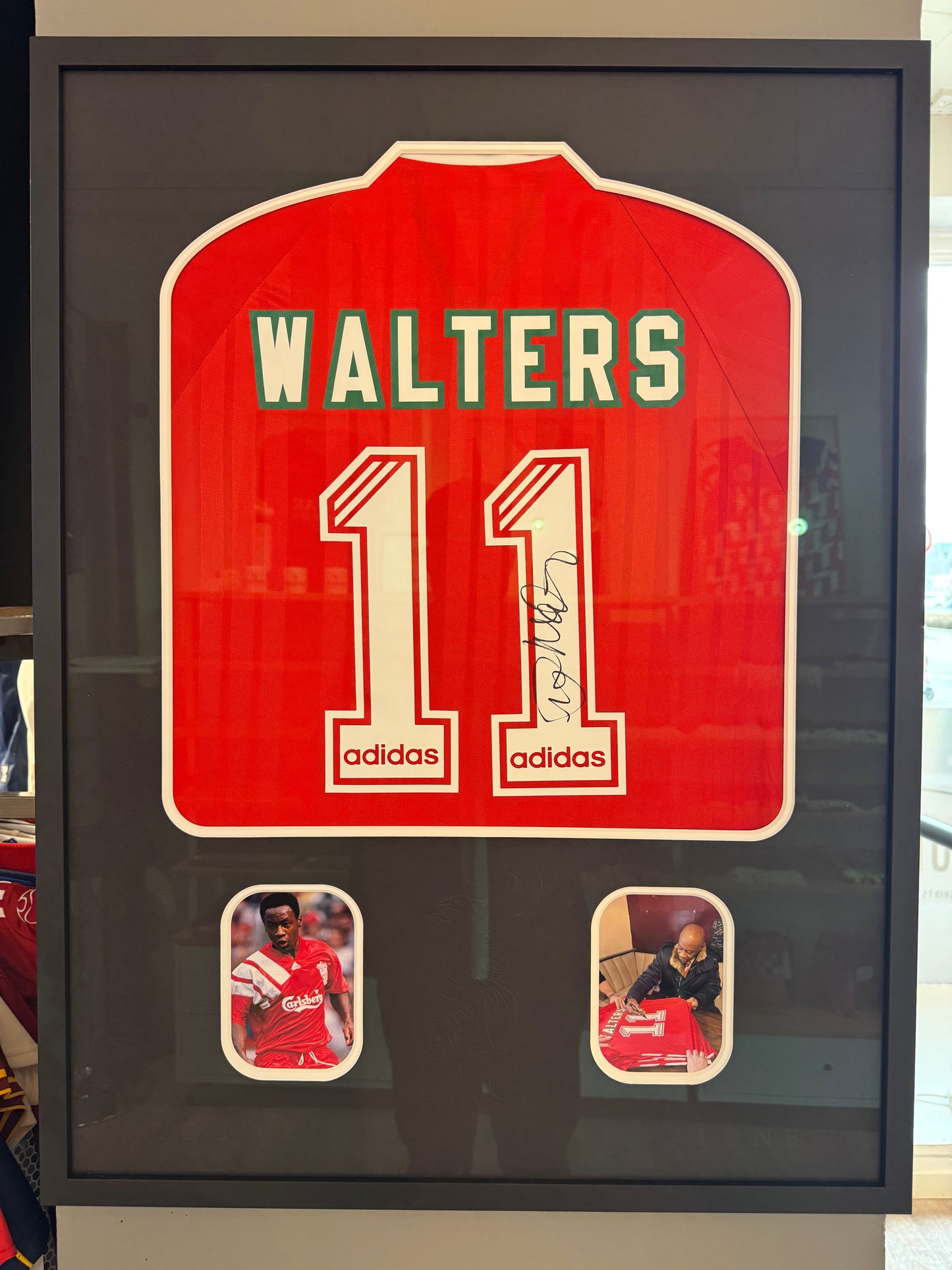 Framed and signed Liverpool Home Shirt 93/95 Mark Walters 11 - COA