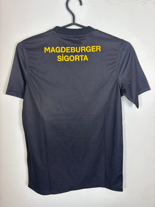 Front view of the Galatasaray 21/22 kids away shirt showing the club badge and Nike swoosh, shown in full front detail