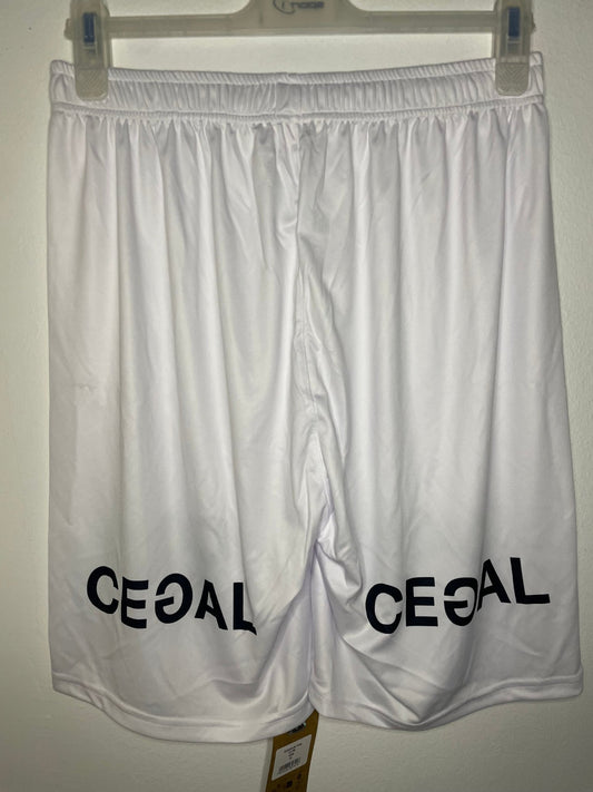 Front view of the Viking FK white shorts showing the Eliteserien club badge, photographed at our Stavanger store