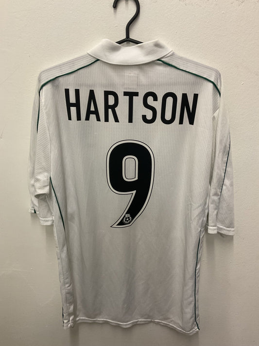 Front view of the retro Wimbledon 00/01 away shirt showing the Dons club crest and sponsor, shown in full front detail