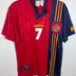 Adidas Spain 96/98 home shirt with Amavisca 7 — front view in red