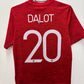 Back view of Adidas Manchester United 20/21 home shirt showing Dalot name and number 20