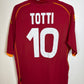 Back view of AS Roma 08/09 home shirt showing Totti name and number 10 in white lettering on red fabric