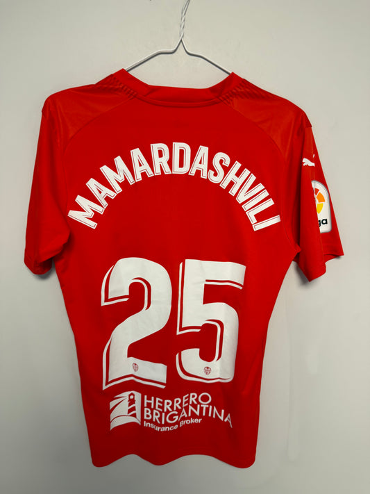 Valencia goalkeeper kit 22/23 back view showing Mamardashvili name and number 25, Puma away shirt size M
