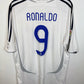 Back view of Adidas Real Madrid 06/07 home shirt showing Ronaldo name and number 9