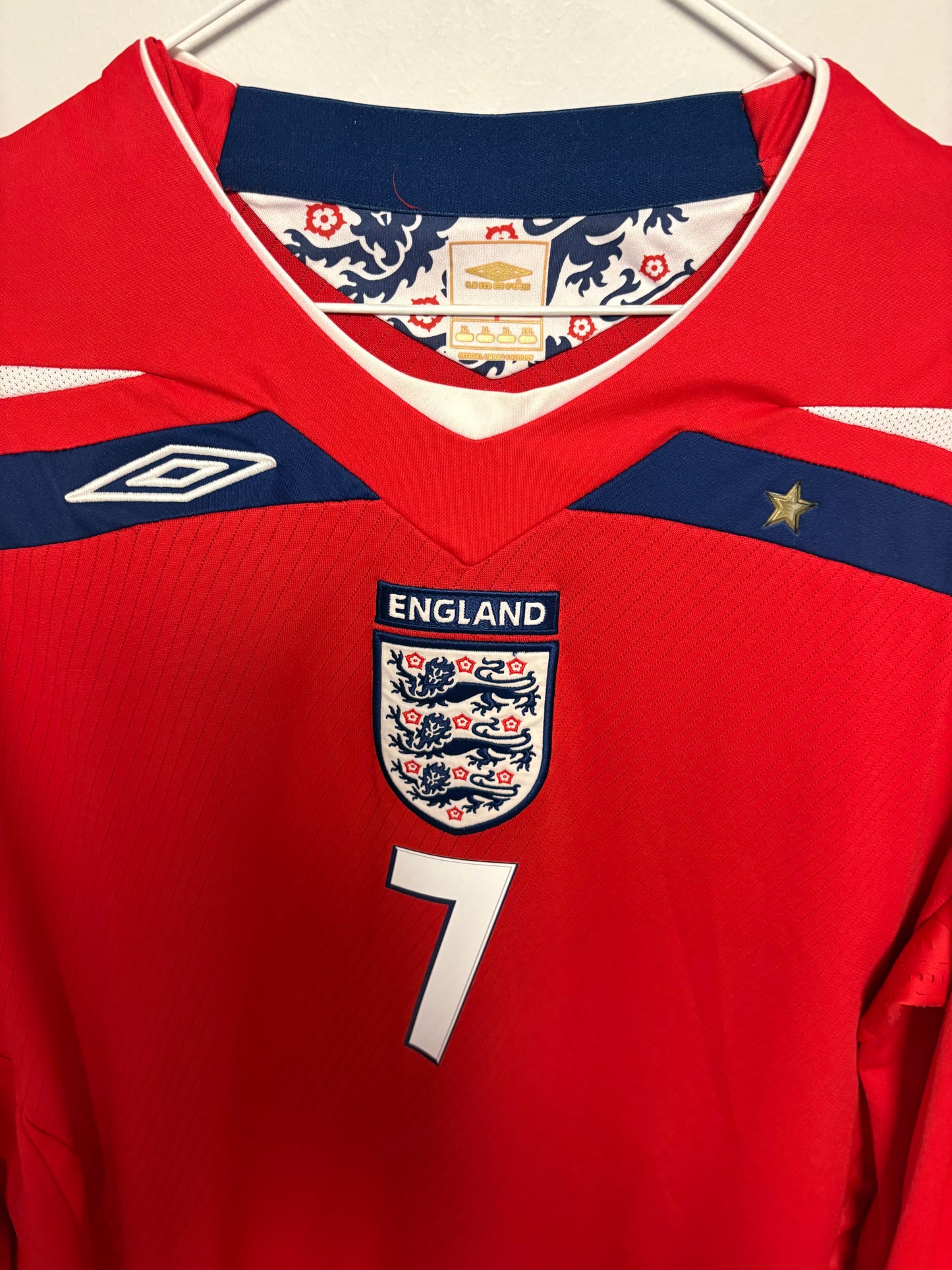 Umbro England Away LS 08/10 Beckham 7 - 8/10