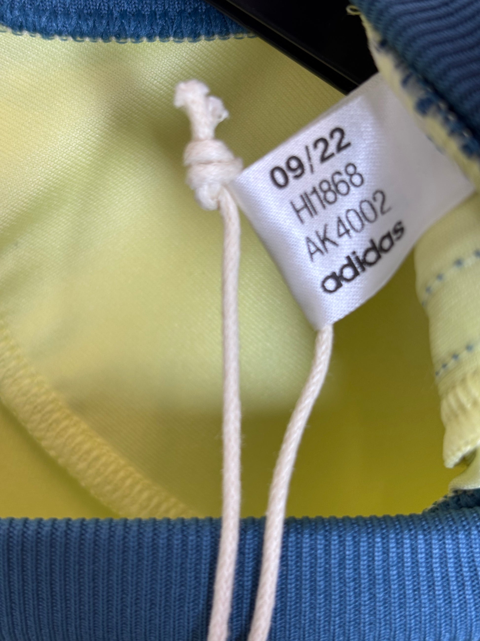 Size L label and care instructions detail on Adidas New York Red Bulls away shirt 2022 Forsberg 10