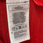 Manchester United 20/21 home shirt care label and sizing details for kids size 13-14/164