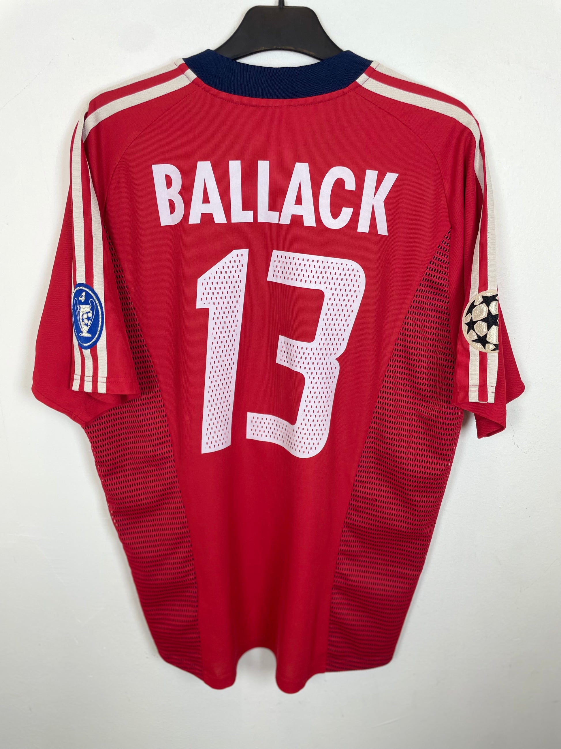 Back view of Bayern Munich 02/03 home shirt displaying Ballack name and number 13