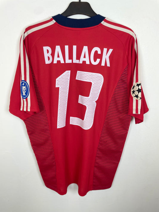 Back view of Bayern Munich 02/03 home shirt displaying Ballack name and number 13