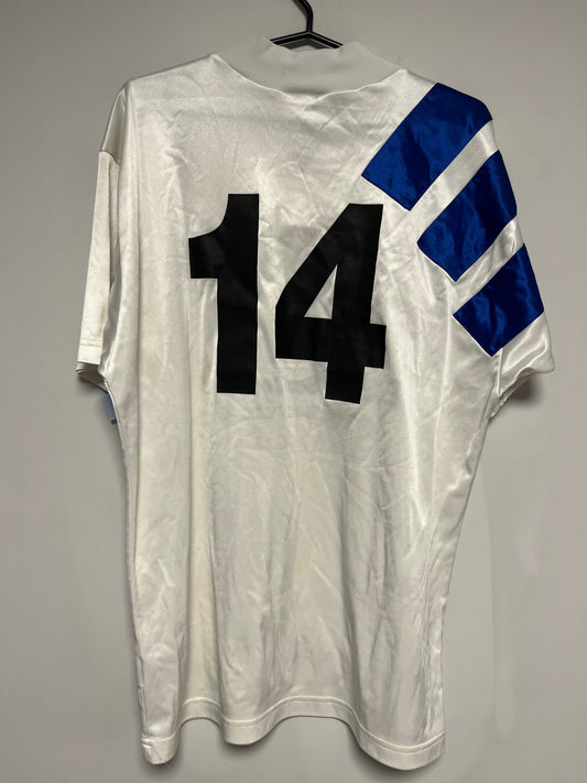White  A.S Fortuna Calcio shirt with number 14 and blue accents on a gray background