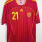 Adidas Spain home shirt 06/08 with Villa 21 in excellent condition, red jersey with yellow trim
