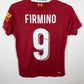Back view of New Balance Liverpool 19/20 home shirt showing Firmino name and number 9
