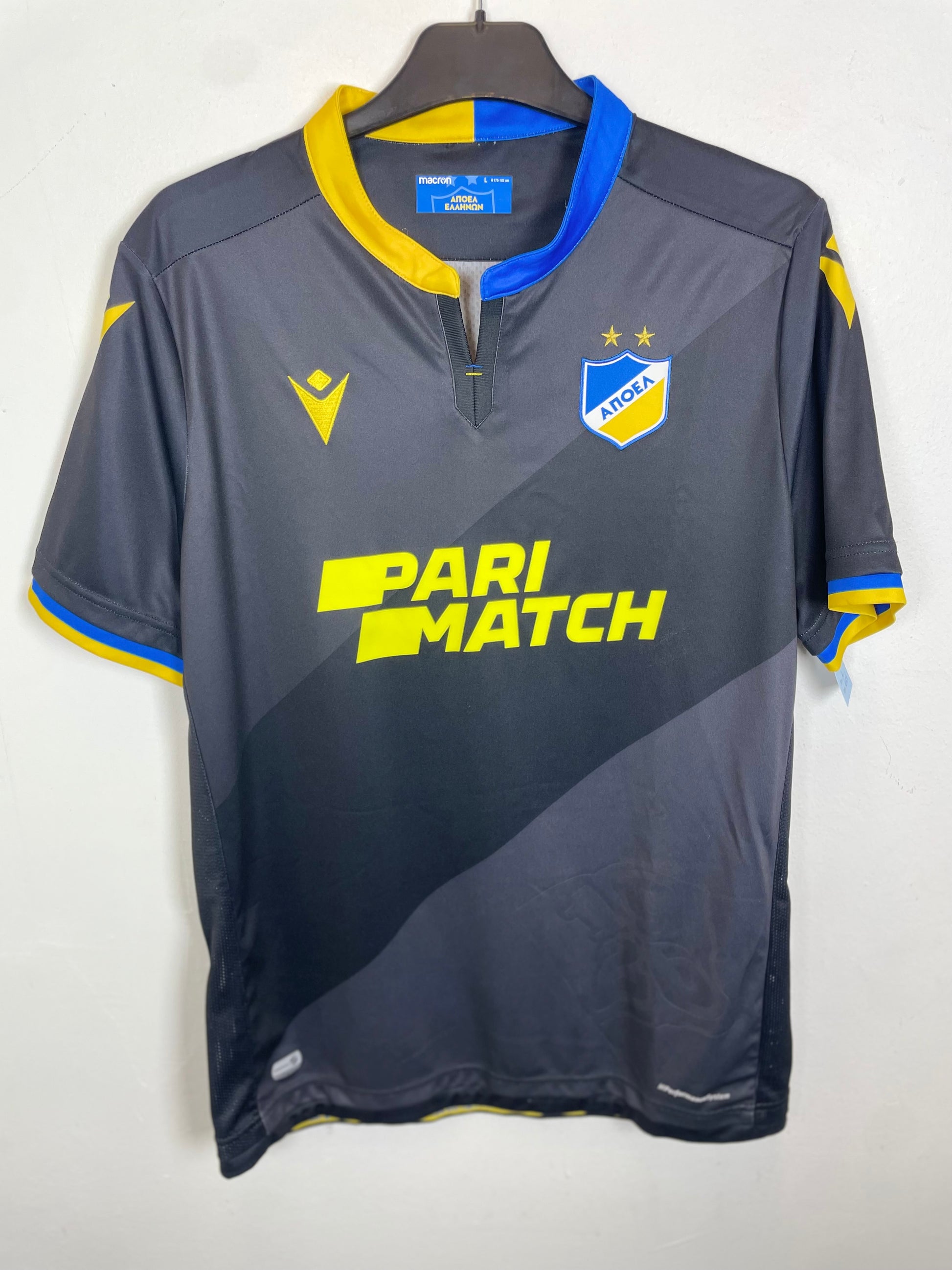Macron APOEL FC away shirt 2019/21 in excellent 9/10 condition, size L front view