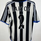 Back view of Adidas Newcastle United home shirt 00/01 showing Barton name and number 2