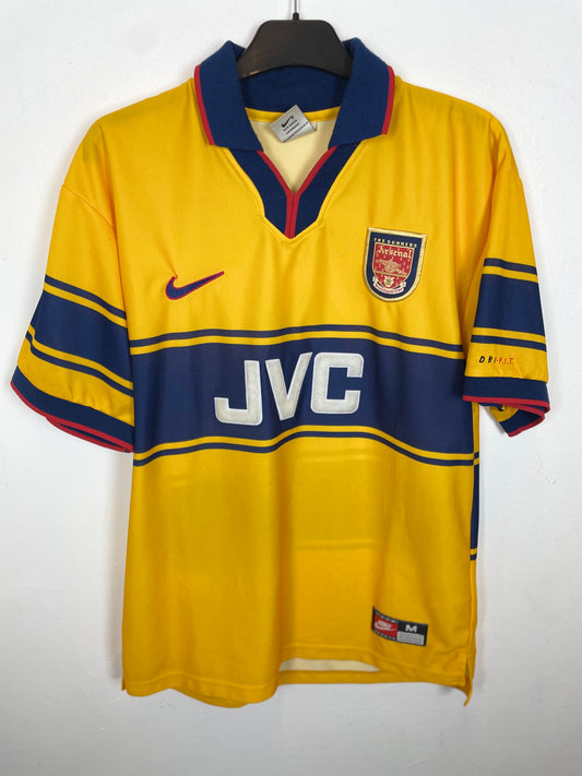 Nike Arsenal away shirt 1997/98 with Wright 8 in vintage yellow and blue design, condition 8/10