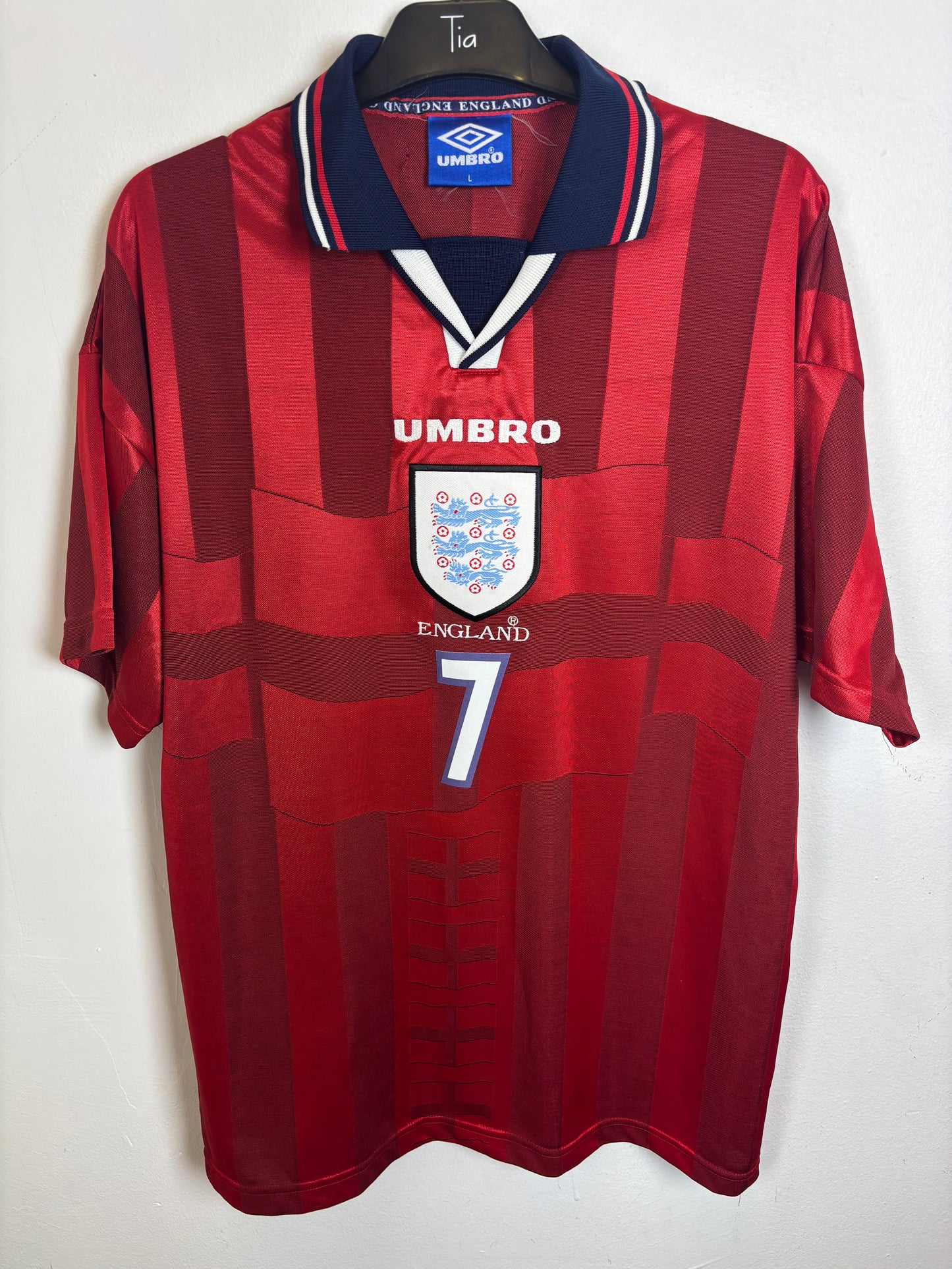Umbro England Away 1998 Beckham 7 - 9/10