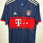 Adidas Bayern Munich away football shirt 17/18 season in white with red trim, front view showing club badge