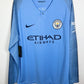 Nike Manchester City 18/19 home long sleeve with De Bruyne 17 — front view in sky blue