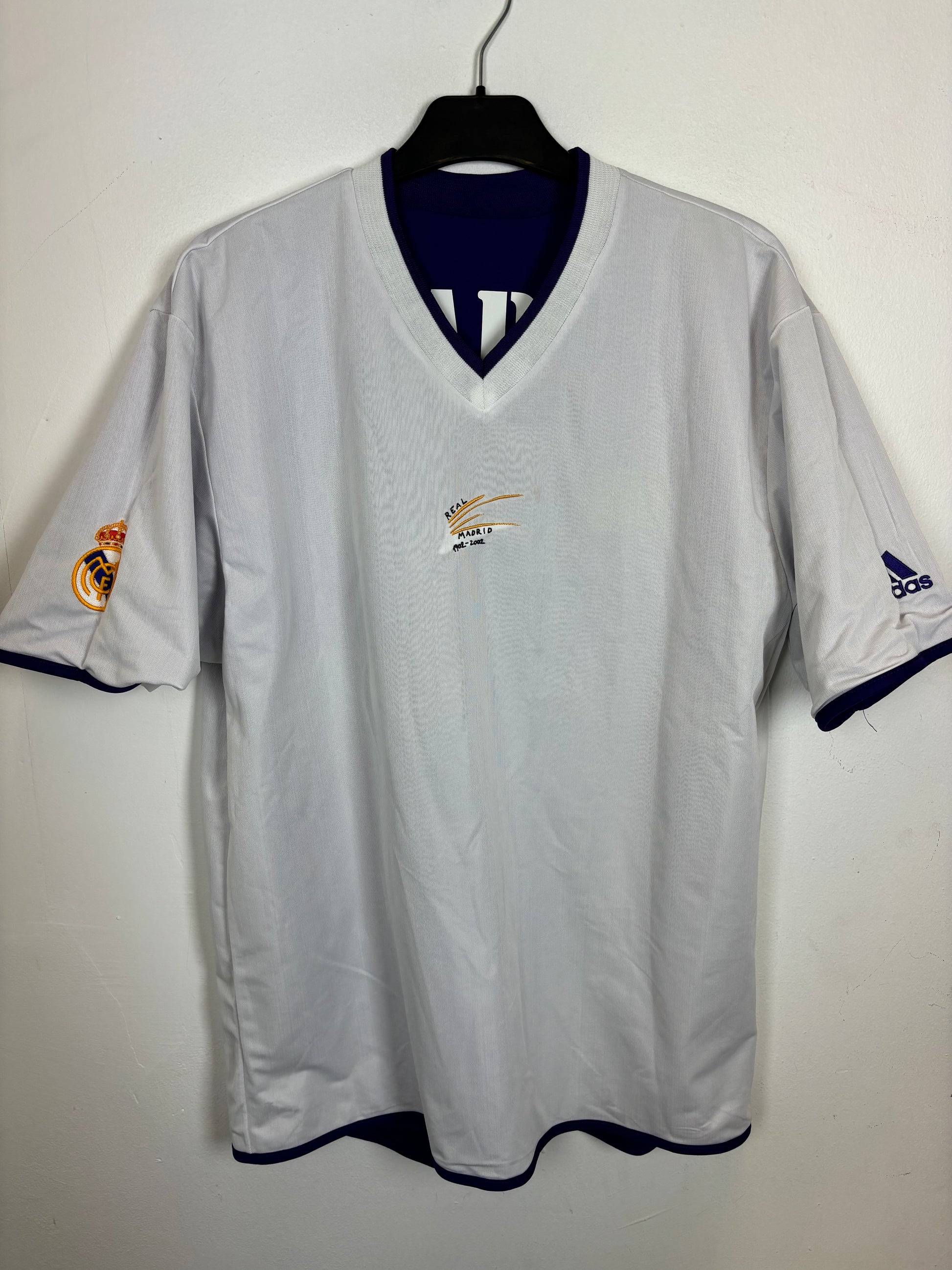 Real Madrid 02/03 third shirt condition and fit details showing vintage Adidas football jersey