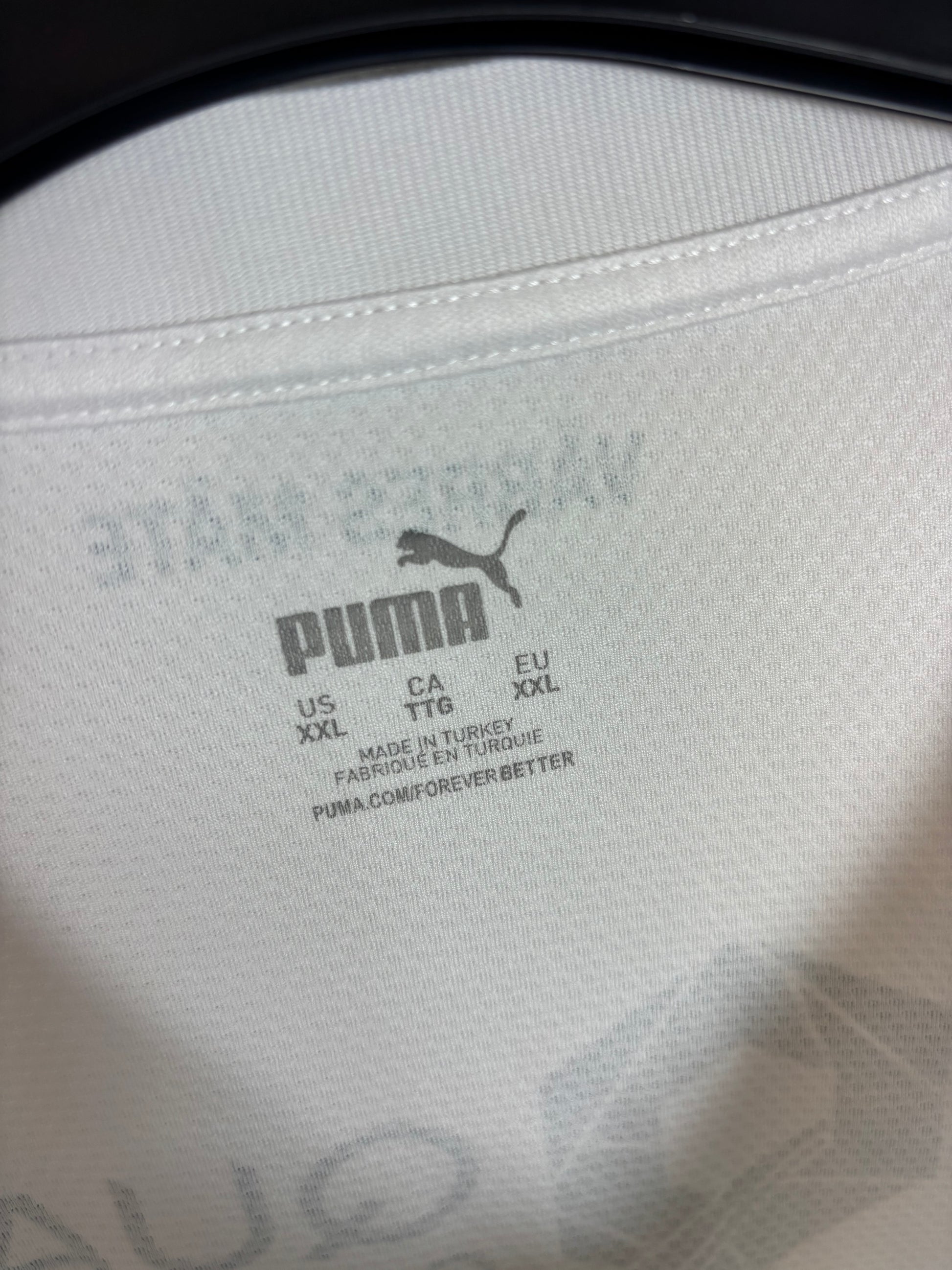 Close-up of Puma logo and Bodo/Glimt club badge on 2025 third shirt with Gronbaek 8