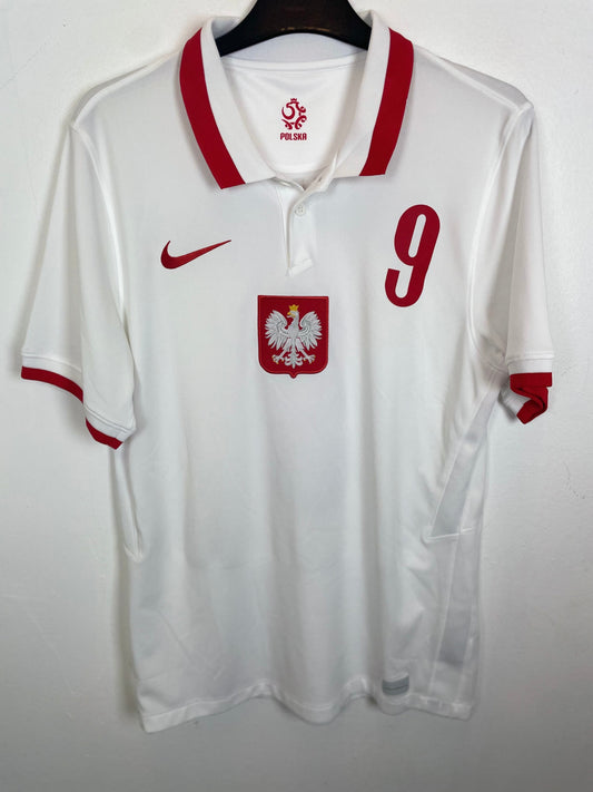 Nike Poland national team home shirt 20/21 with Lewandowski 9 in excellent condition, size M