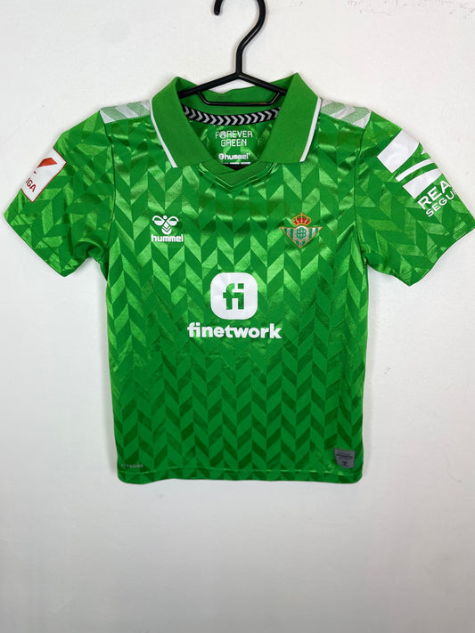 Hummel Real Betis home shirt 2023/24 kids size 8-9 years in green and white stripes