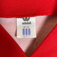 Liverpool 91/92 home — Adidas three stripes and Liver Bird crest detail