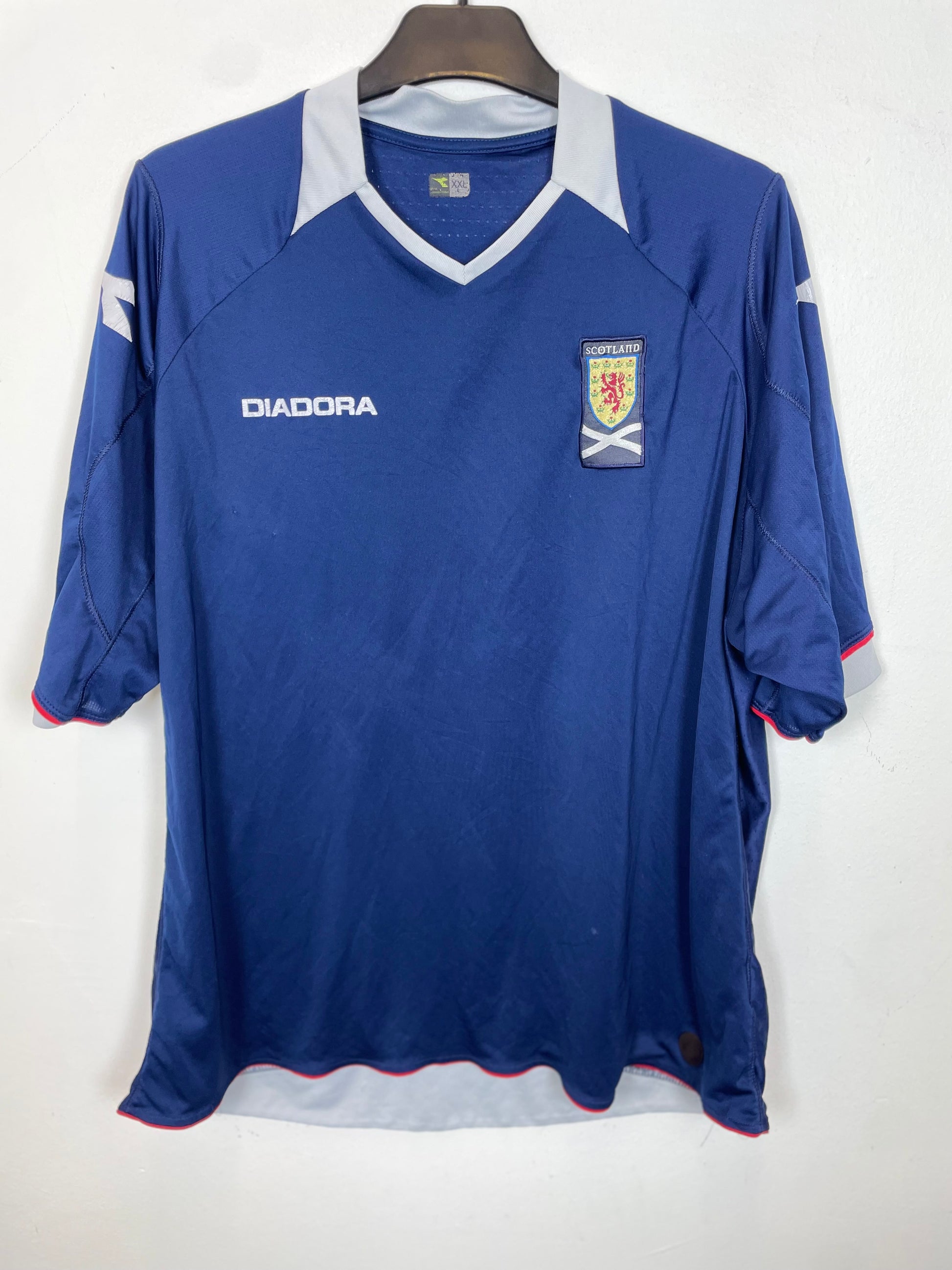 Blue Diadora Scotland Home Shirt 2008/09with Diadora branding on a white background