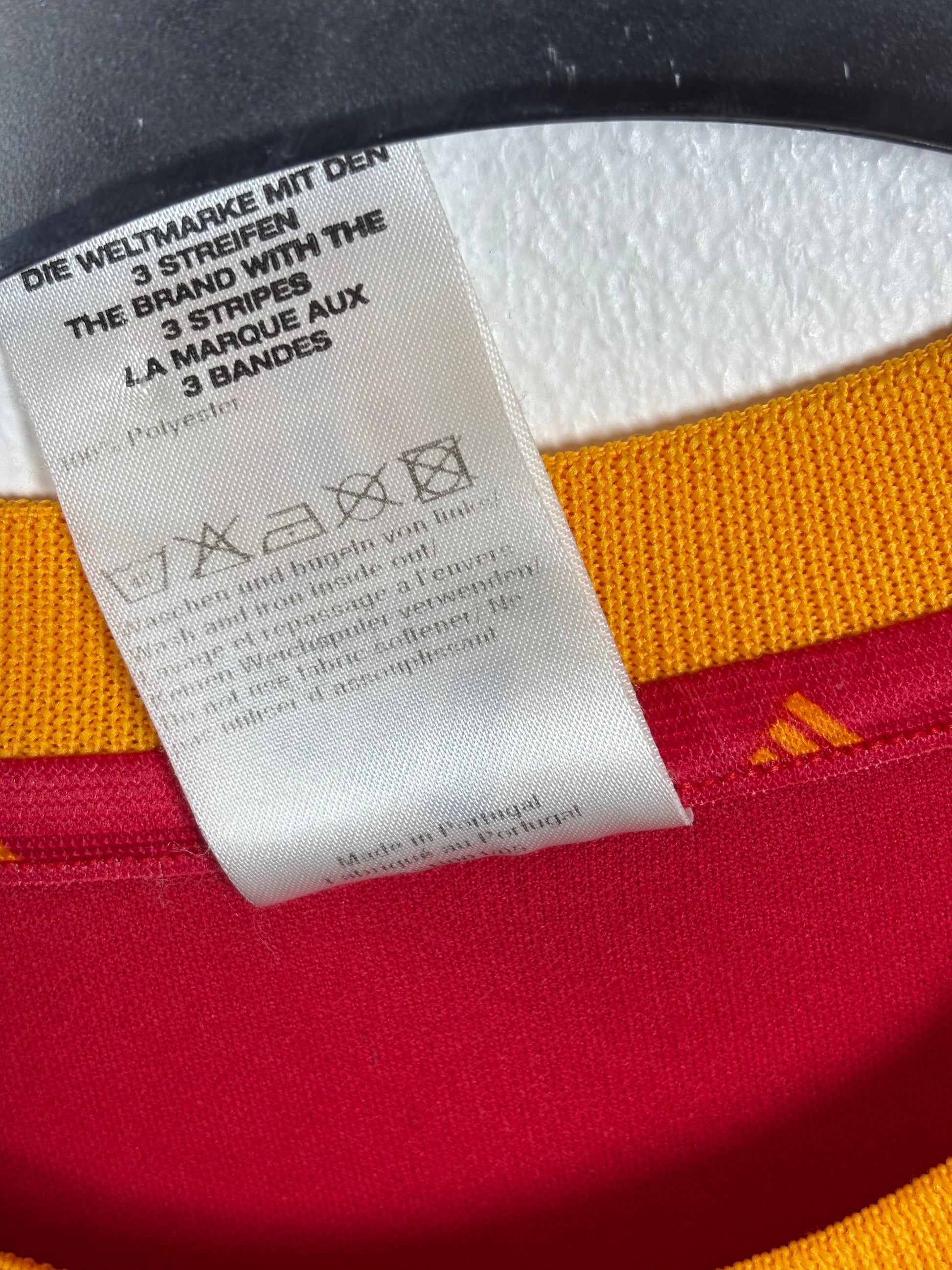 Close-up detail of Adidas Spain 2002 home shirt showing fabric texture and construction quality