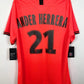Back view of Nike PSG 2019/20 away shirt displaying Herrera name and number 21