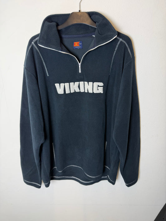 Official Viking FK dark blue half zip fleece in adult XL, front view with embroidered club crest
