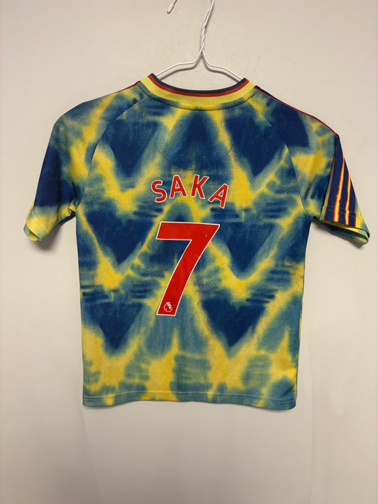 Adidas Arsenal Human Race treningsdrakt 2020/21 Saka 7 barn med shorts – training kit kids forfra