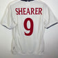 Back view of Umbro England 99/01 home shirt showing Shearer 9 name and number in navy blue lettering