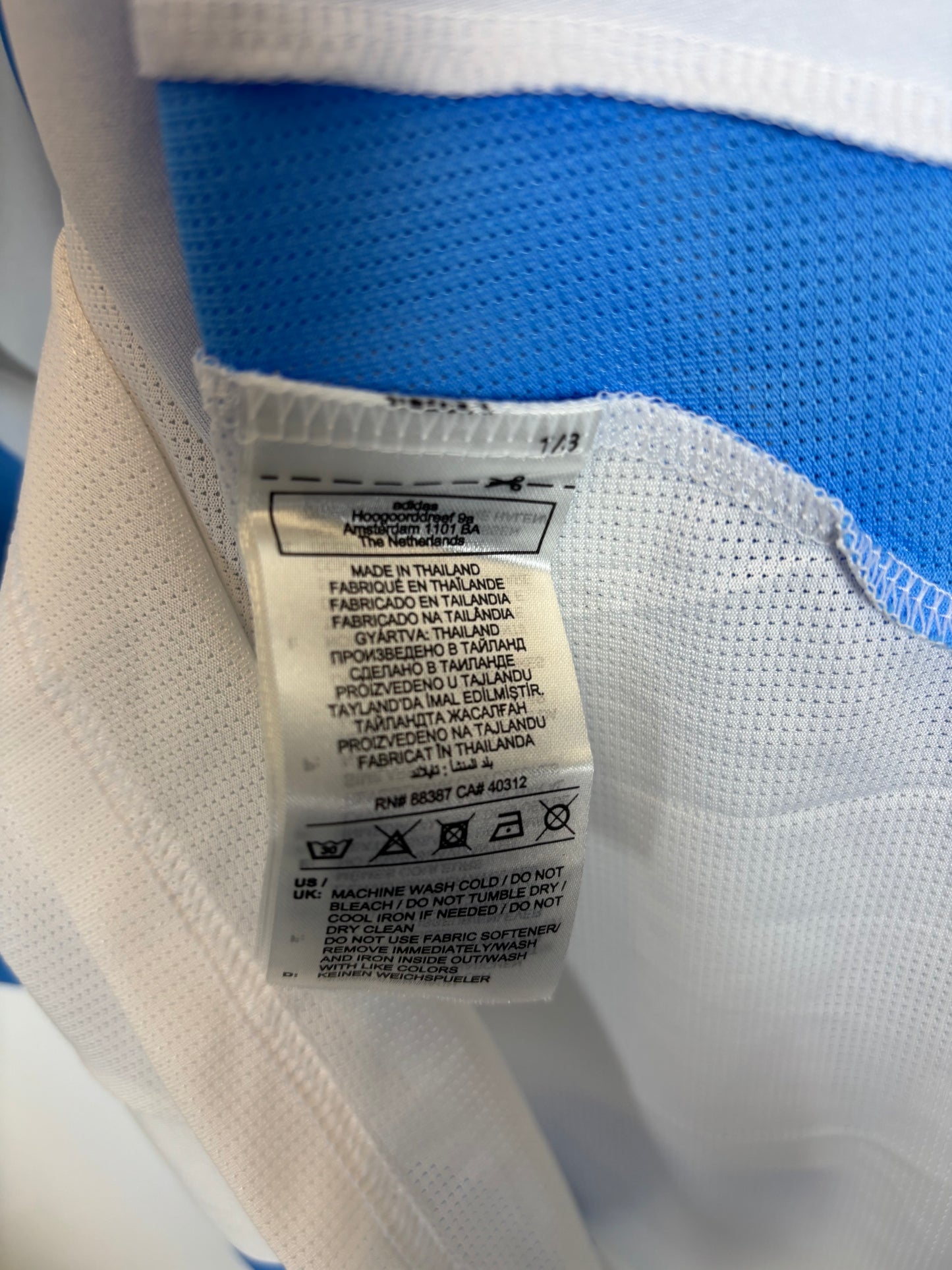 Adidas Argentina 2024 home shirt sponsor and sleeve detail with Messi 10 numbering