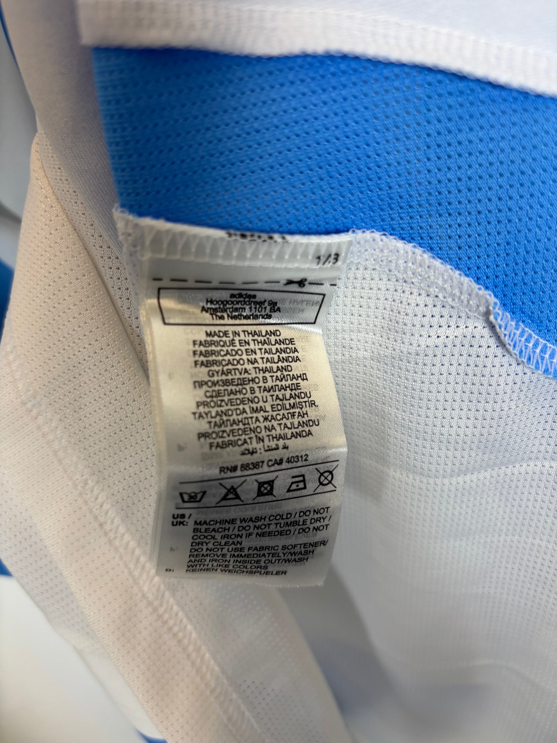 Adidas Argentina 2024 home shirt sponsor and sleeve detail with Messi 10 numbering