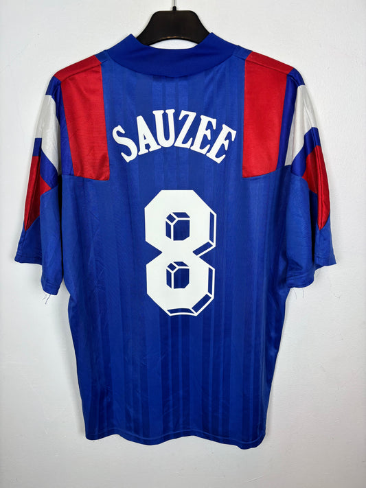 Back view of Adidas France home shirt 1992 showing Sauzee name and number 8