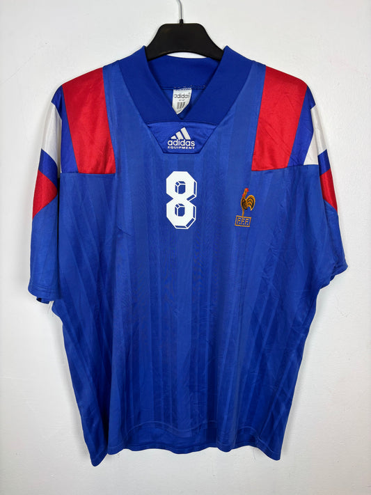 Adidas France home shirt 1992 with Sauzee 8 in excellent vintage condition